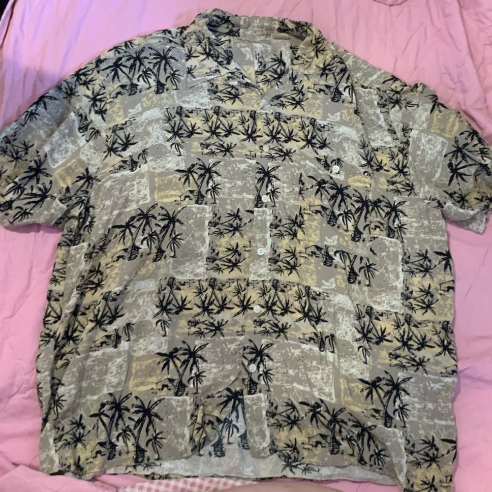 Tan Hawaiian Button-Up